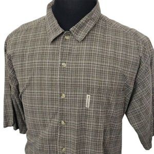 Columbia Short Sleeve Button Down Shirt Green Plaid 2XL XXL